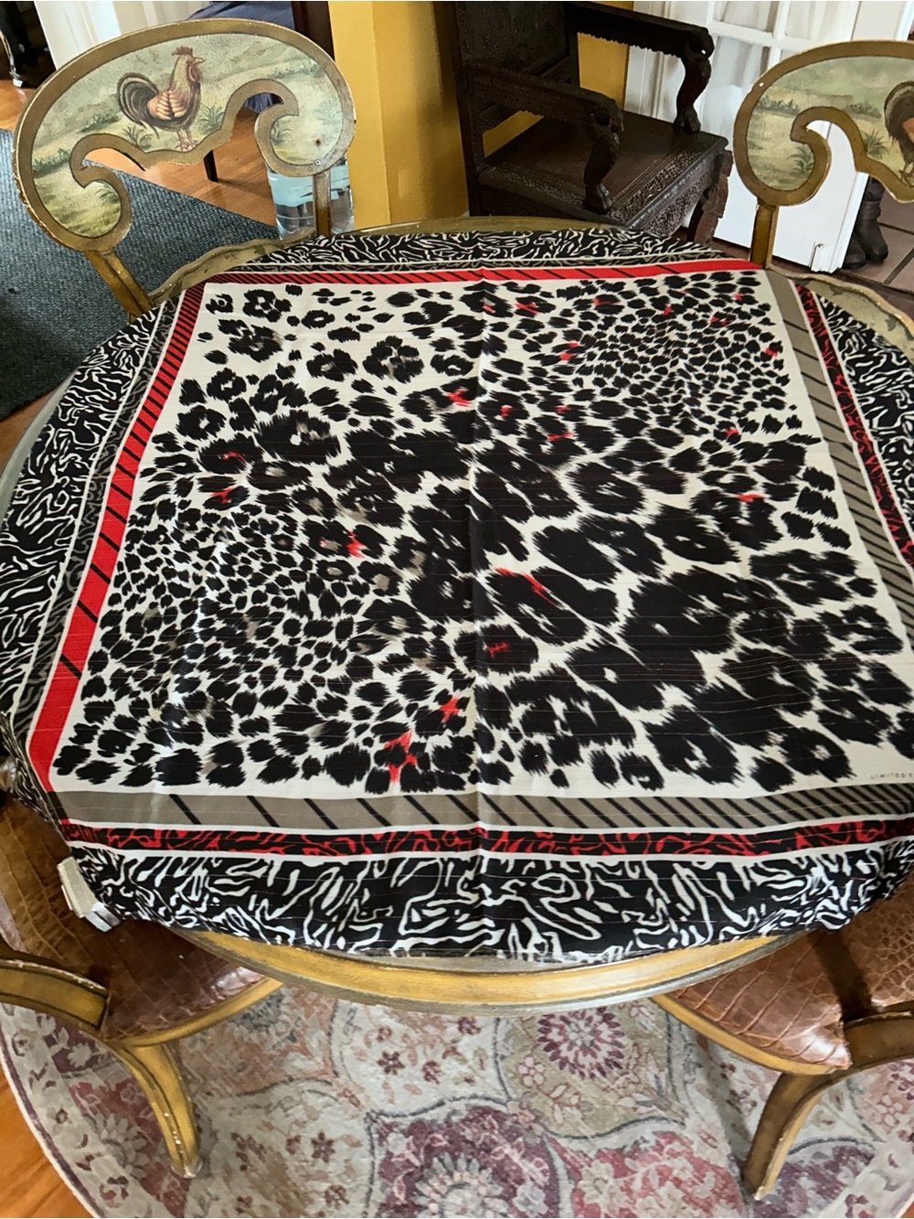 Chic Animal-Print Scarf with Red Accent 36“ x 36“ by limited express - Picture 7 of 7